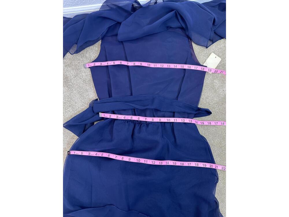 New VTG 1980s Sz 10 Samax Blue Chiffon Overlay Dress Fairycore Formal Whimsigoth - Picture 6 of 7